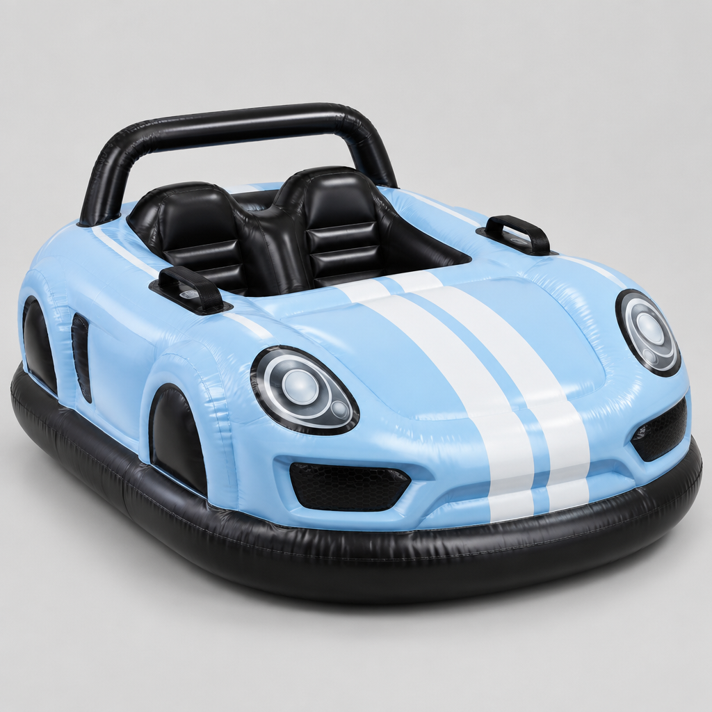 Ice Blue supercar snow tube with white stripes